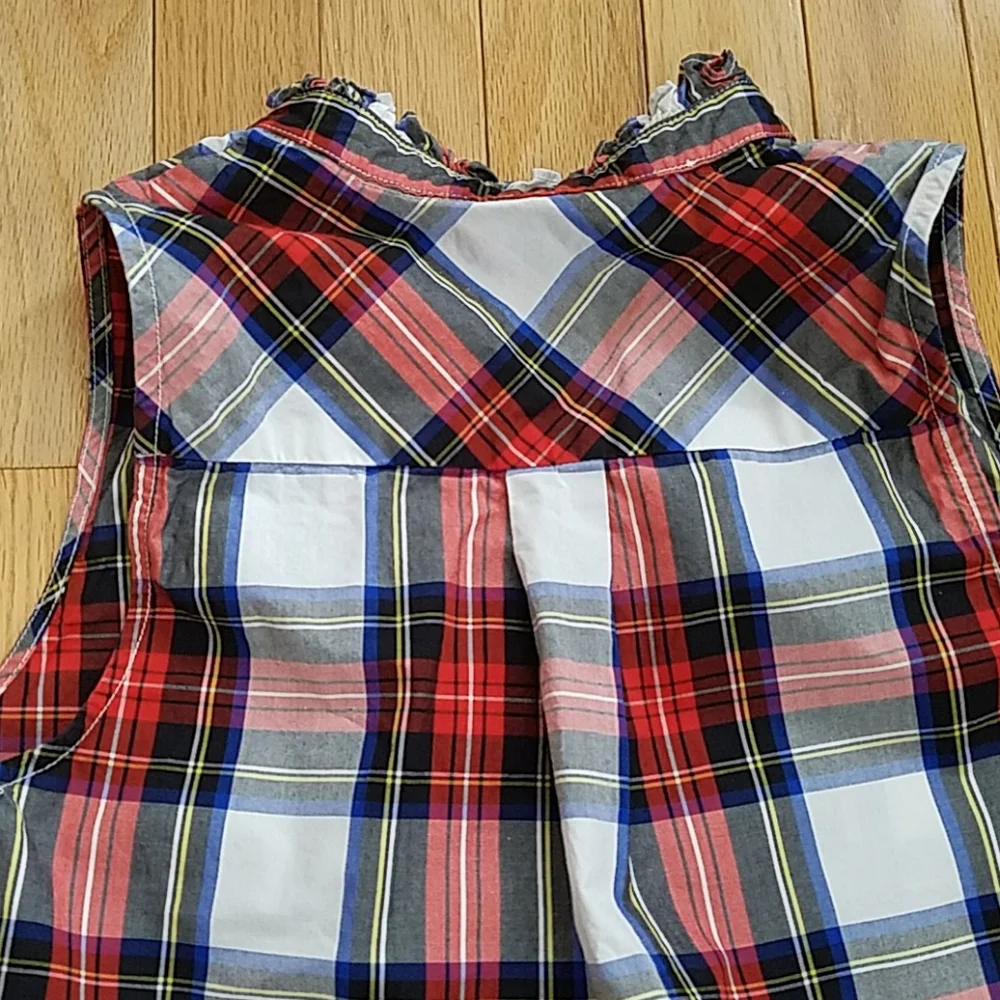 J. Crew Womens Ruffle Top 2 Tartan plaid Preppy Ivy League Twee Ruffle Old Money